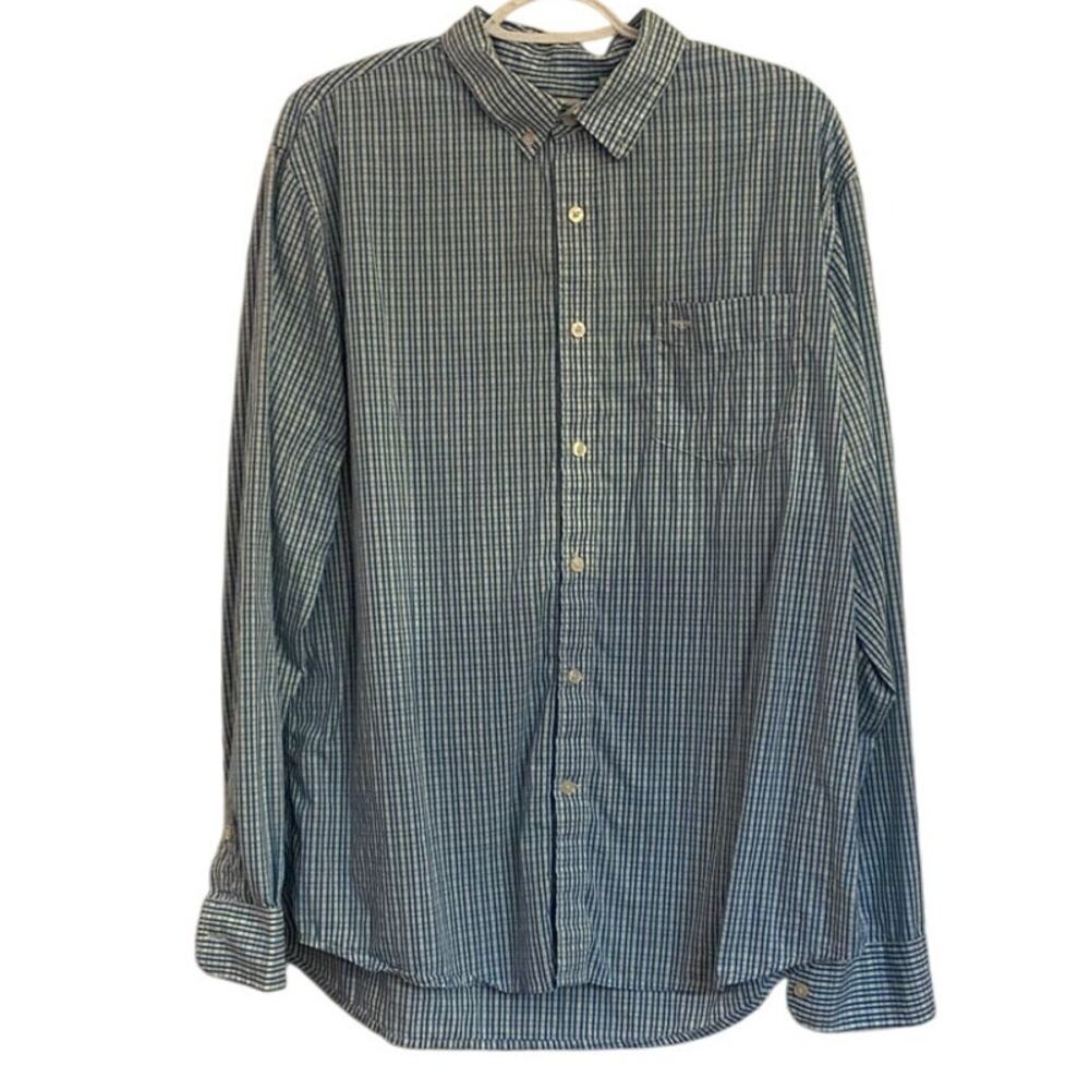 Dockers Cotton Blend Blue and White Button Up Long Sleeve Shirt Size L